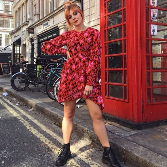 Topshop Houndstooth Patterned Dress - Picture 1 of 11
